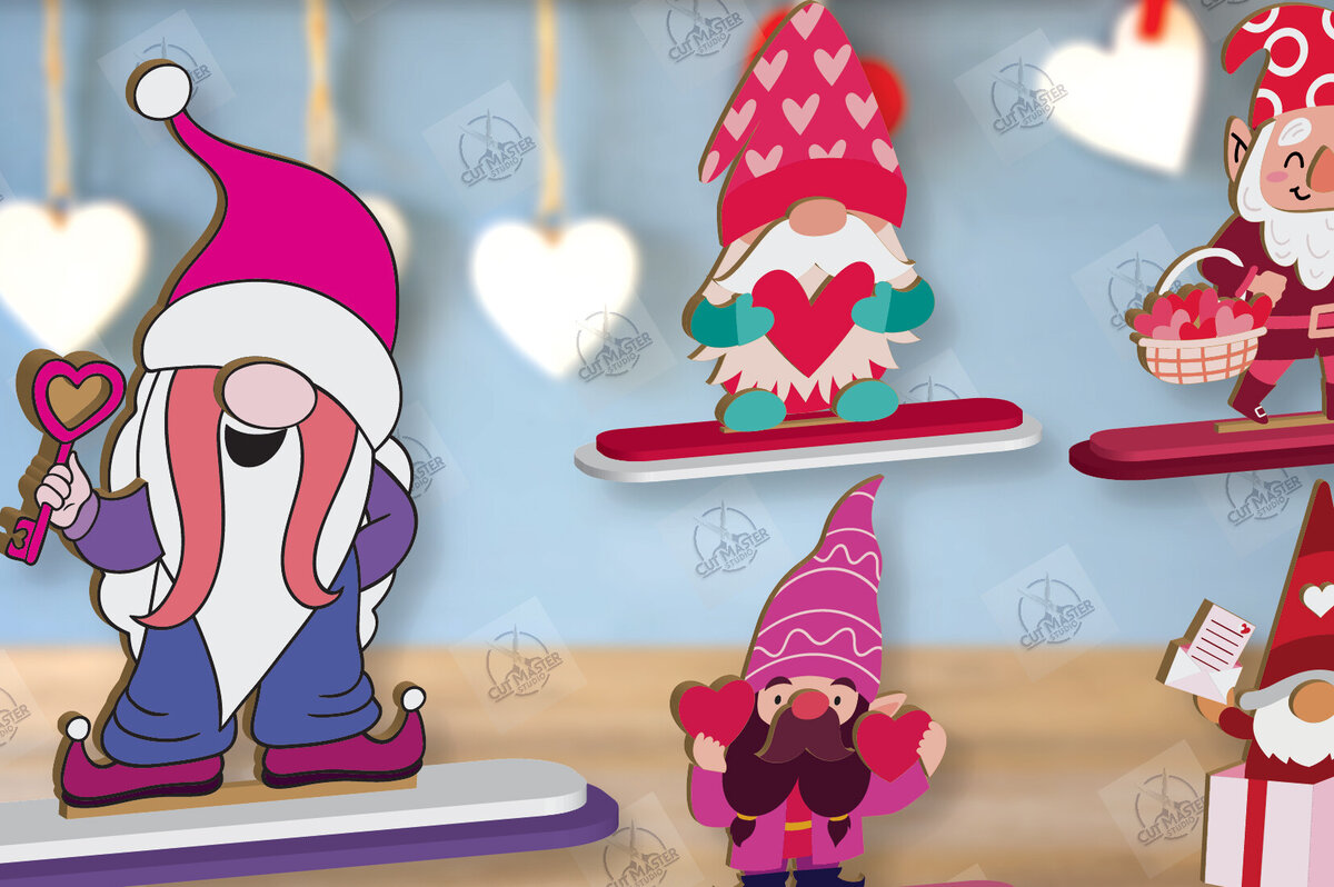 Σετ των 2 Intra απο ξύλο plywood 3mm-4mm πάχος – Πακέτο κοπής με λέιζερ Gnome για την ημέρα του Αγίου Βαλεντίνου Δίασταση  20x20 cm INTRAFABR-113329294