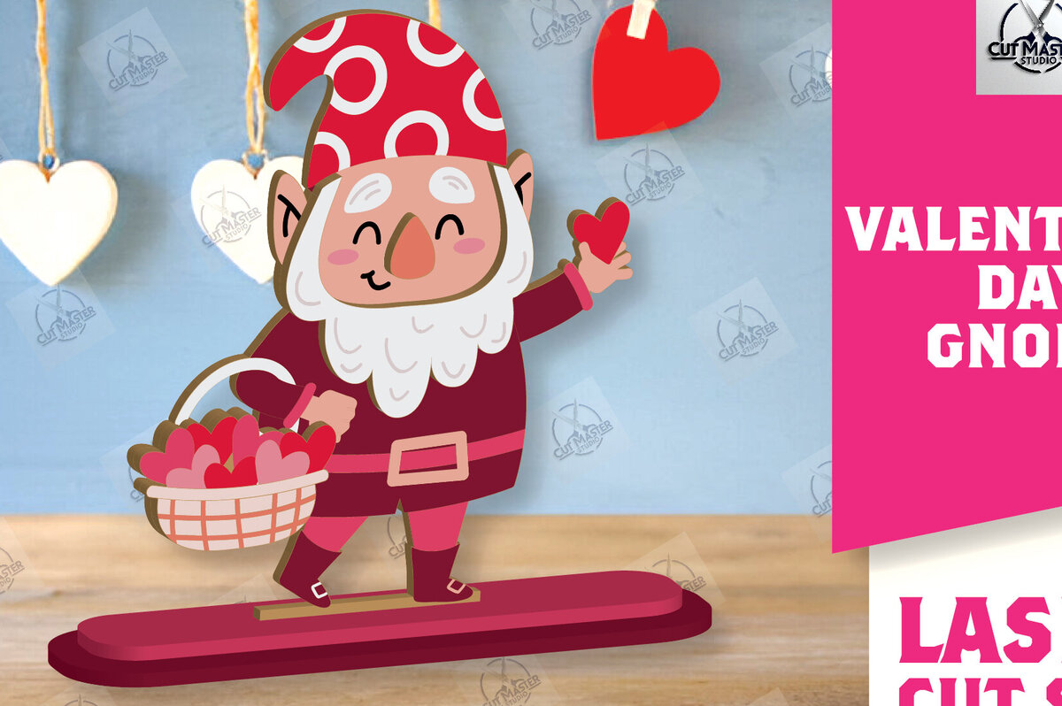 Σετ των 2 Intra απο ξύλο plywood 3mm-4mm πάχος – Ημέρα του Αγίου Βαλεντίνου Gnome Δίασταση  20x20 cm INTRAFABR-113329258