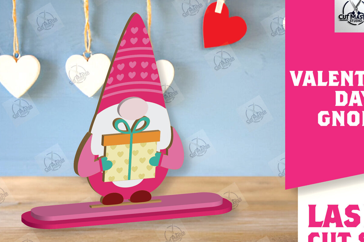 Σετ των 2 Intra απο ξύλο plywood 3mm-4mm πάχος – Ημέρα του Αγίου Βαλεντίνου Gnome Δίασταση  20x20 cm INTRAFABR-113328448