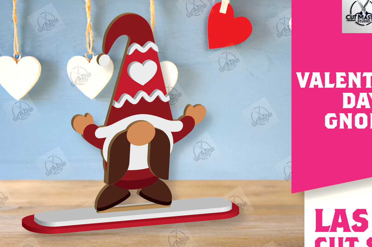 Σετ των 2 Intra απο ξύλο plywood 3mm-4mm πάχος – Ημέρα του Αγίου Βαλεντίνου Gnome Δίασταση  20x20 cm INTRAFABR-113328493
