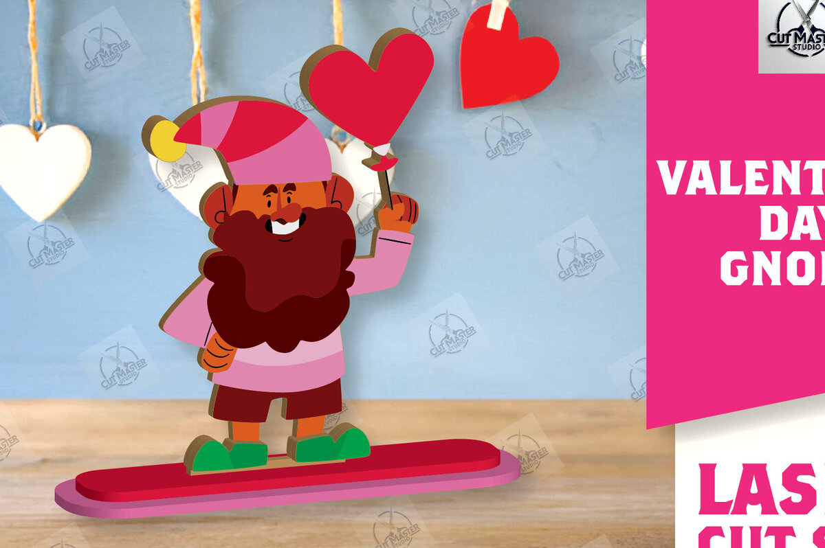 Σετ των 2 Intra απο ξύλο plywood 3mm-4mm πάχος – Ημέρα του Αγίου Βαλεντίνου Gnome Δίασταση  20x20 cm INTRAFABR-113328579