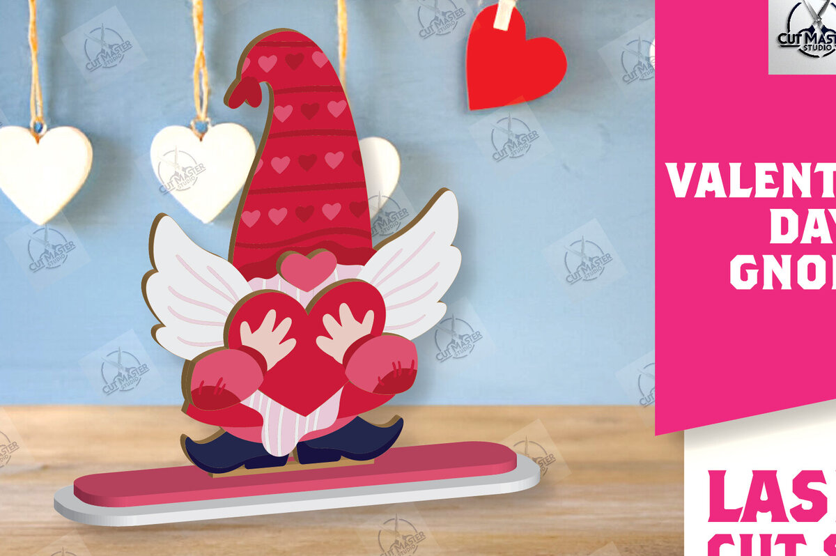 Σετ των 2 Intra απο ξύλο plywood 3mm-4mm πάχος – Ημέρα του Αγίου Βαλεντίνου Gnome Δίασταση  20x20 cm INTRAFABR-113328595