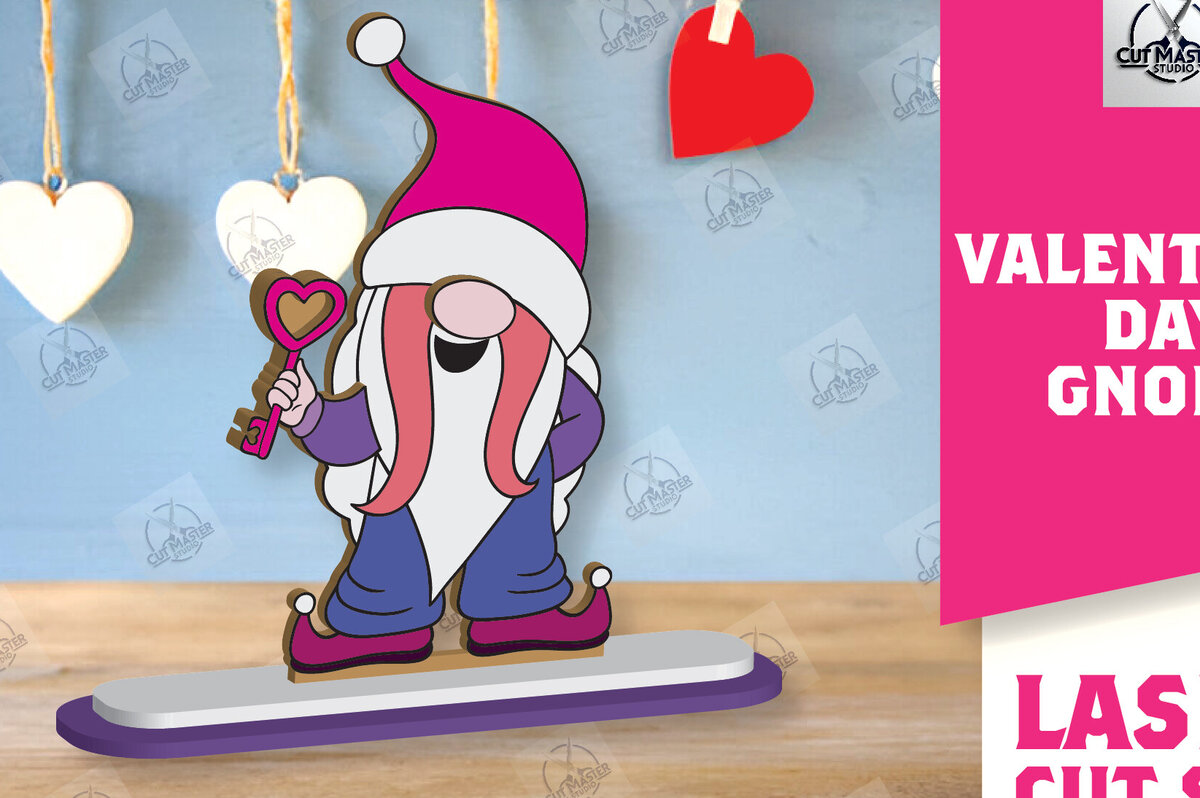 Σετ των 2 Intra απο ξύλο plywood 3mm-4mm πάχος – Ημέρα του Αγίου Βαλεντίνου Gnome Δίασταση  20x20 cm INTRAFABR-113328755