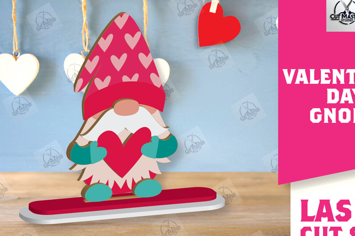 Σετ των 2 Intra απο ξύλο plywood 3mm-4mm πάχος – Ημέρα του Αγίου Βαλεντίνου Gnome Δίασταση  20x20 cm INTRAFABR-113329180