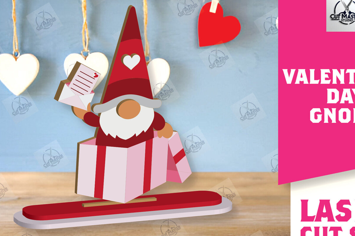 Σετ των 2 Intra απο ξύλο plywood 3mm-4mm πάχος – Ημέρα του Αγίου Βαλεντίνου Gnome Δίασταση  20x20 cm INTRAFABR-113329215