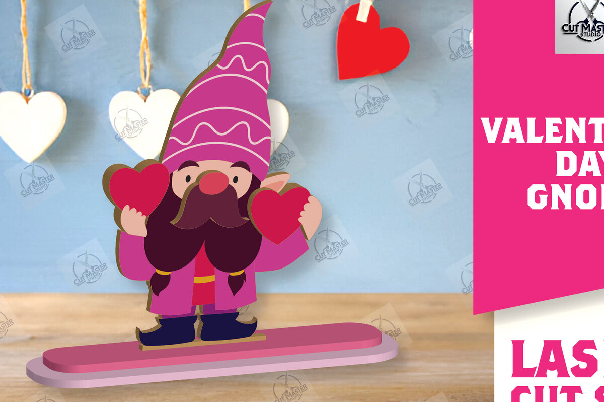Σετ των 2 Intra απο ξύλο plywood 3mm-4mm πάχος – Ημέρα του Αγίου Βαλεντίνου Gnome Δίασταση  20x20 cm INTRAFABR-113329233