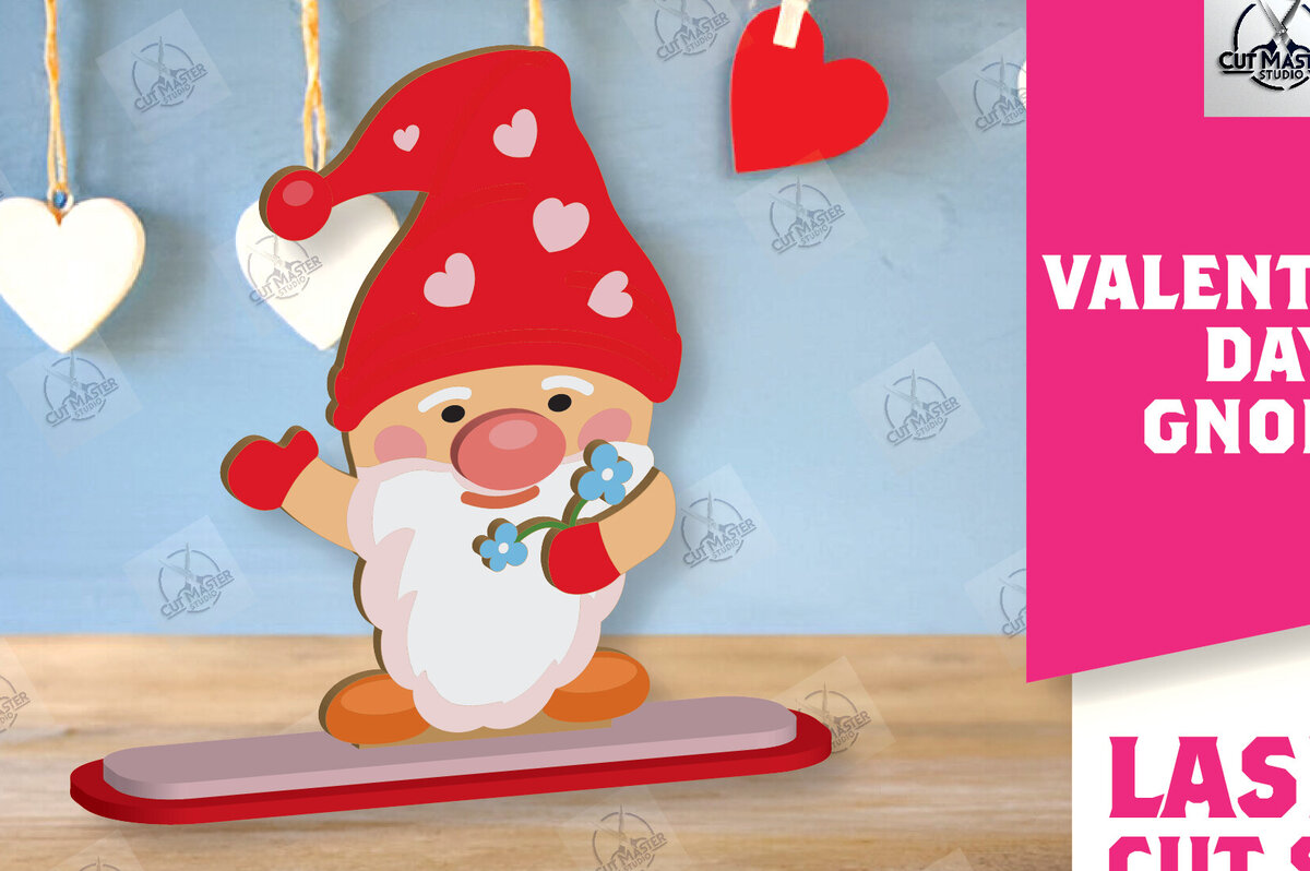 Σετ των 2 Intra απο ξύλο plywood 3mm-4mm πάχος – Ημέρα του Αγίου Βαλεντίνου Gnome Δίασταση  20x20 cm INTRAFABR-113328410