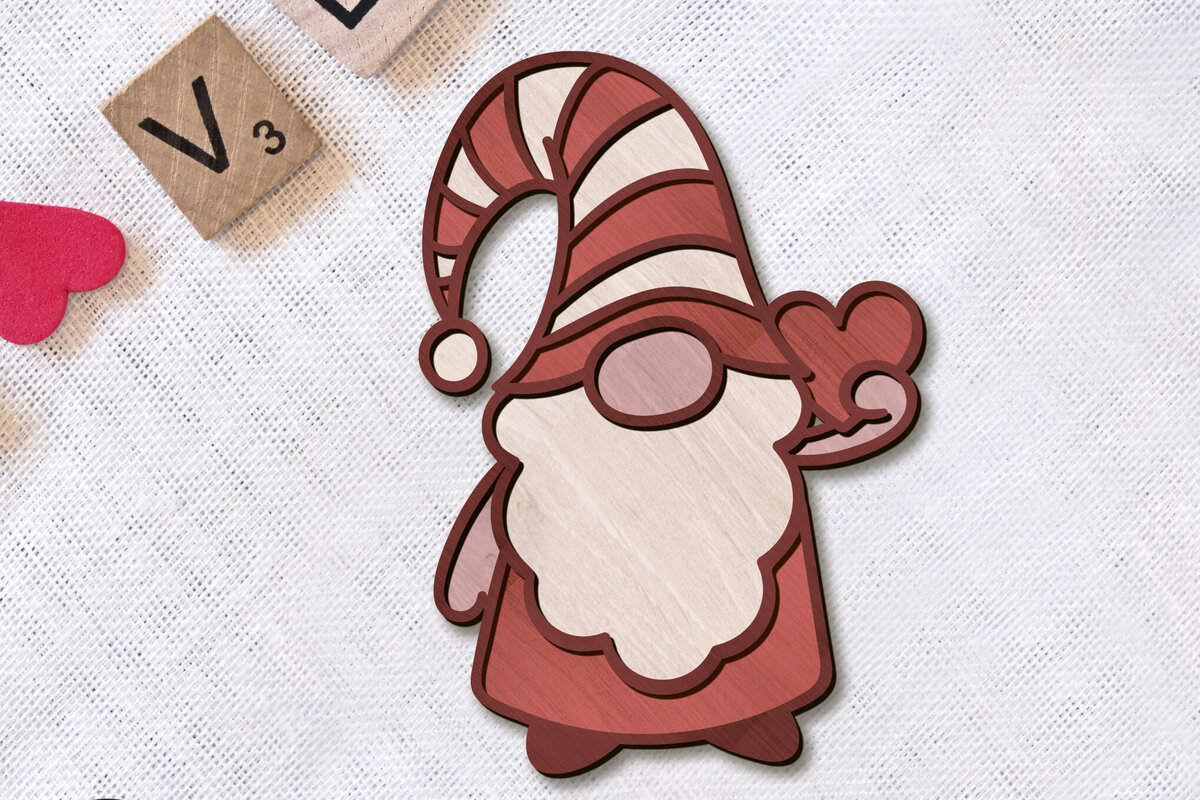 Σετ των 2 Intra απο ξύλο plywood 3mm-4mm πάχος – Αρχείο πολλαπλών επιπέδων GNOME για την Ημέρα του Αγίου Βαλεντίνου Δίασταση  20x20 cm INTRAFABR-86742532