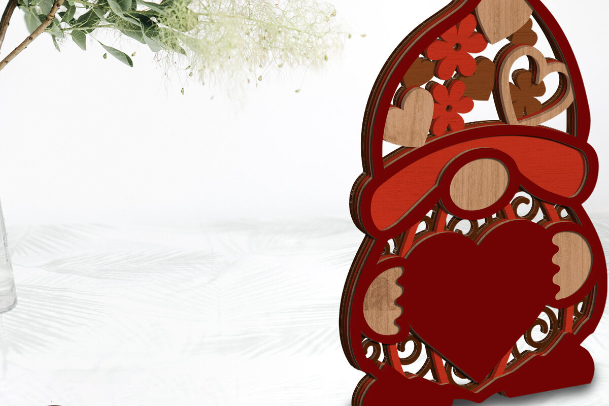 Σετ των 2 Intra απο ξύλο plywood 3mm-4mm πάχος – Gnome για την Ημέρα του Αγίου Βαλεντίνου, Αρχείο πολλαπλών επιπέδων Δίασταση  20x20 cm INTRAFABR-86122518