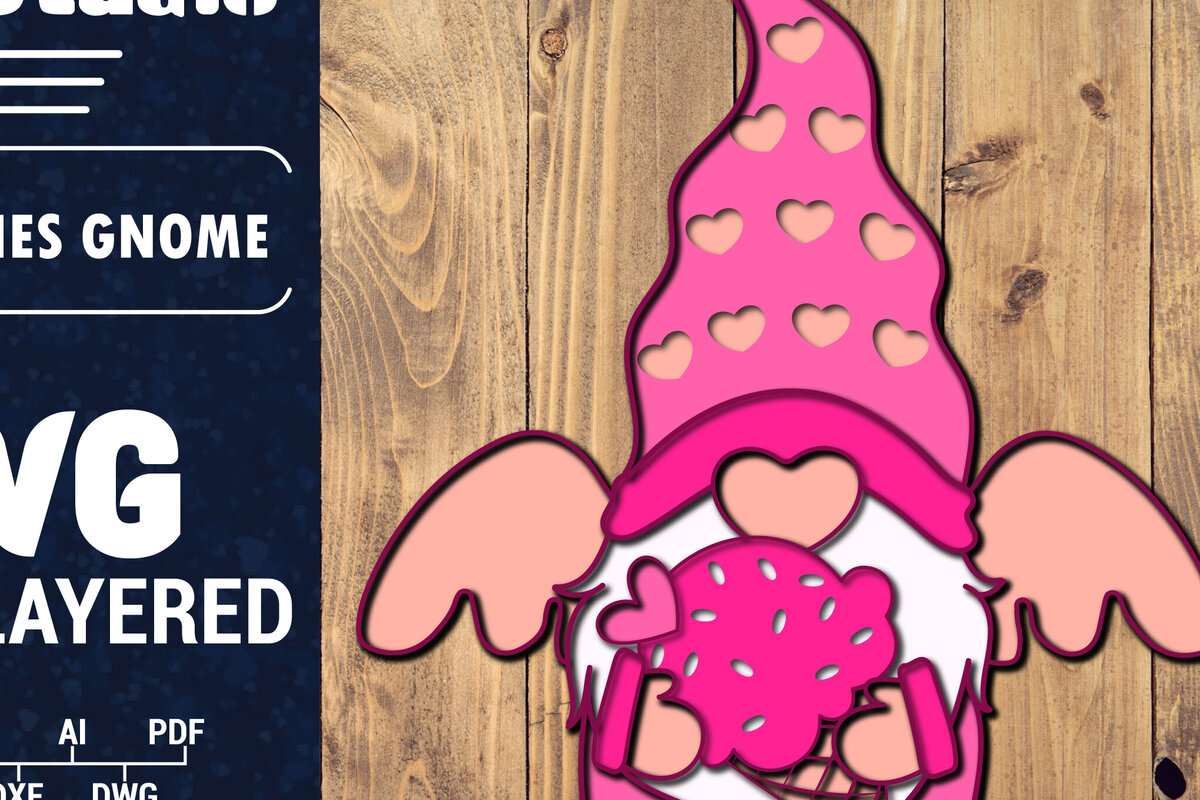 Σετ των 2 Intra απο ξύλο plywood 3mm-4mm πάχος – Ημέρα του Αγίου Βαλεντίνου Gnome Papercut 3d Δίασταση  20x20 cm INTRAFABR-89724782