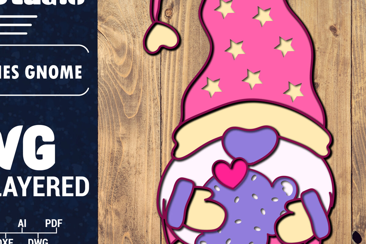 Σετ των 2 Intra απο ξύλο plywood 3mm-4mm πάχος – Ημέρα του Αγίου Βαλεντίνου Gnome Papercut 3d Δίασταση  20x20 cm INTRAFABR-89724785