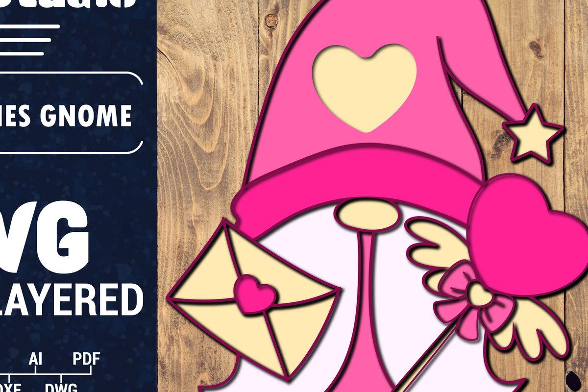 Σετ των 2 Intra απο ξύλο plywood 3mm-4mm πάχος – Ημέρα του Αγίου Βαλεντίνου Gnome Papercut 3d Δίασταση  20x20 cm INTRAFABR-89724789