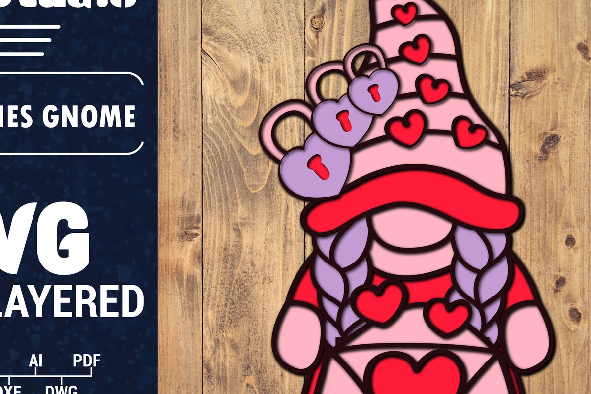 Σετ των 2 Intra απο ξύλο plywood 3mm-4mm πάχος – Ημέρα του Αγίου Βαλεντίνου Gnome Papercut 3d Δίασταση  20x20 cm INTRAFABR-89149188