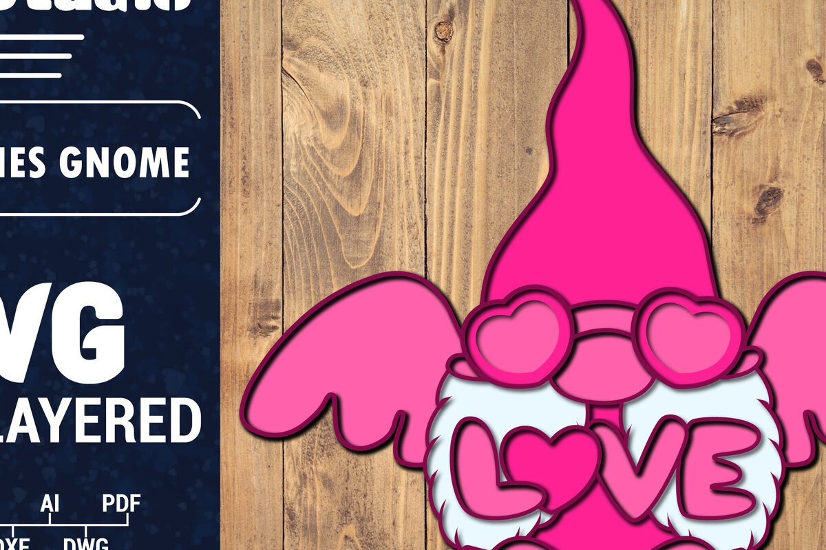 Σετ των 2 Intra απο ξύλο plywood 3mm-4mm πάχος – Ημέρα του Αγίου Βαλεντίνου Gnome Papercut 3d Δίασταση  20x20 cm INTRAFABR-89481212