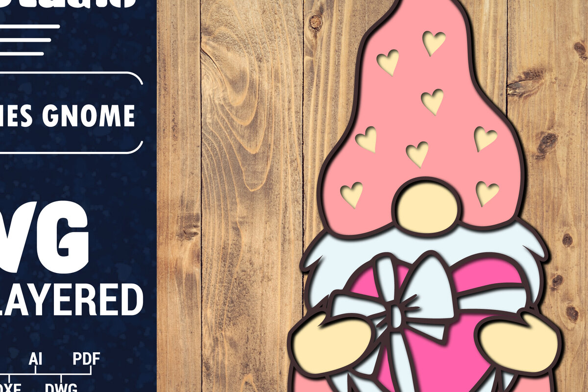 Σετ των 2 Intra απο ξύλο plywood 3mm-4mm πάχος – Ημέρα του Αγίου Βαλεντίνου Gnome Papercut 3d Δίασταση  20x20 cm INTRAFABR-89481214