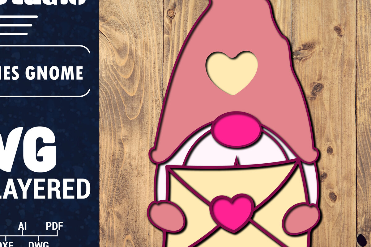 Σετ των 2 Intra απο ξύλο plywood 3mm-4mm πάχος – Ημέρα του Αγίου Βαλεντίνου Gnome Papercut 3d Δίασταση  20x20 cm INTRAFABR-89724777