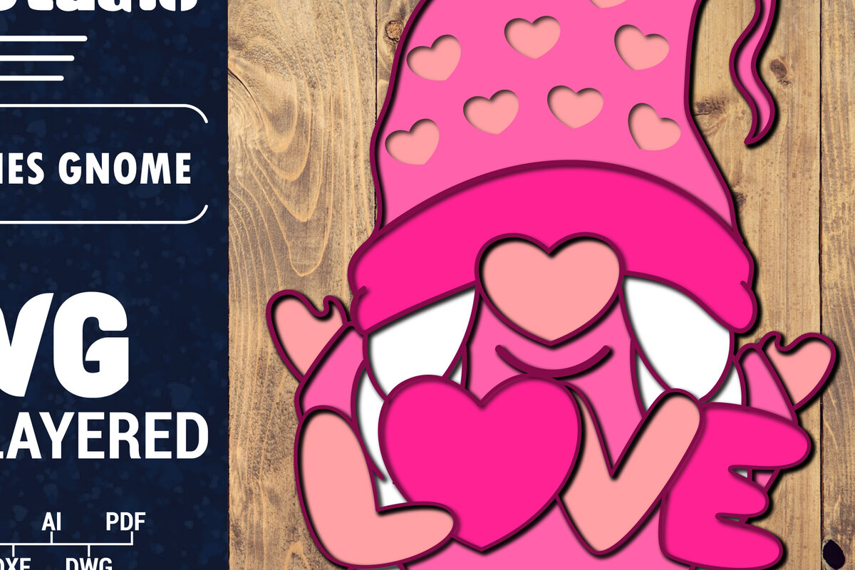 Σετ των 2 Intra απο ξύλο plywood 3mm-4mm πάχος – Ημέρα του Αγίου Βαλεντίνου Gnome Papercut 3d Δίασταση  20x20 cm INTRAFABR-89724781