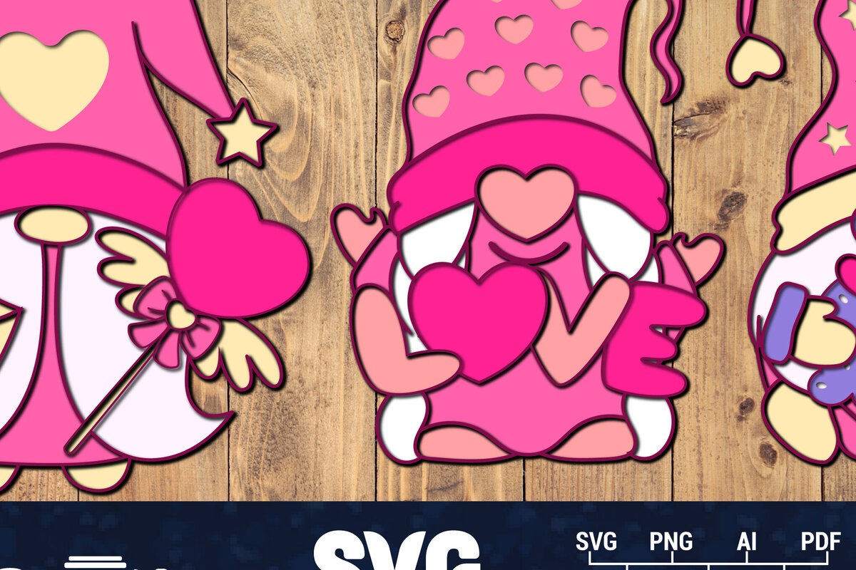 Σετ των 2 Intra απο ξύλο plywood 3mm-4mm πάχος – Κουλούρι για την Ημέρα του Αγίου Βαλεντίνου Gnome Papercut 3d Δίασταση  20x20 cm INTRAFABR-89724906