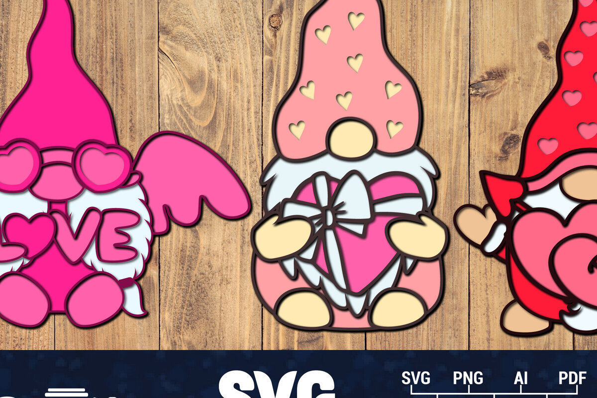 Σετ των 2 Intra απο ξύλο plywood 3mm-4mm πάχος – Κουλούρι για την Ημέρα του Αγίου Βαλεντίνου Gnome Papercut 3d Δίασταση  20x20 cm INTRAFABR-89481273