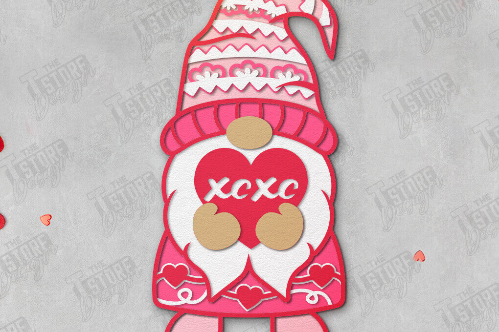 Σετ των 2 Intra απο ξύλο plywood 3mm-4mm πάχος – Gnome του Αγίου Βαλεντίνου | Επιτραπέζιο αγαλματίδιο Δίασταση  20x20 cm INTRAFABR-110743938