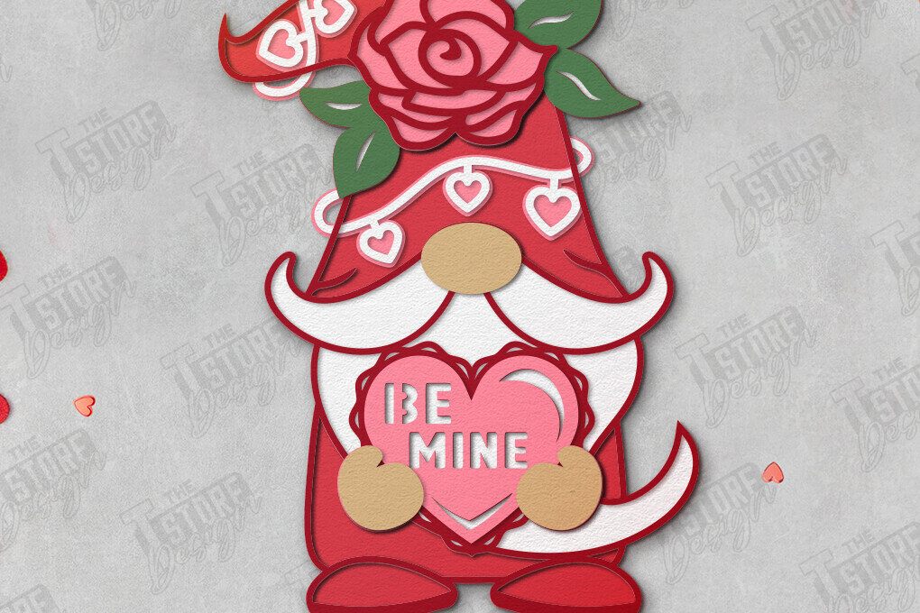 Σετ των 2 Intra απο ξύλο plywood 3mm-4mm πάχος – Gnome του Αγίου Βαλεντίνου | Επιτραπέζιο αγαλματίδιο Δίασταση  20x20 cm INTRAFABR-110743958