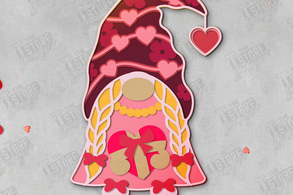 Σετ των 2 Intra απο ξύλο plywood 3mm-4mm πάχος – Gnome του Αγίου Βαλεντίνου | Επιτραπέζιο αγαλματίδιο Δίασταση  20x20 cm INTRAFABR-110743964