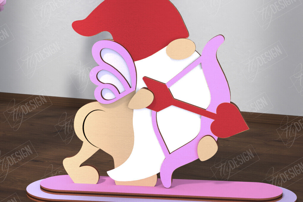 Σετ των 2 Intra απο ξύλο plywood 3mm-4mm πάχος – Gnome του Αγίου Βαλεντίνου | Επιτραπέζιο αγαλματίδιο Δίασταση  20x20 cm INTRAFABR-110119258