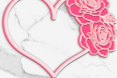 Σετ των 2 Intra απο ξύλο plywood 3mm-4mm πάχος – Μισή λουλουδάτη καρδιά του Αγίου Βαλεντίνου 1372 Δίασταση  20x20 cm INTRAFABR-115131798