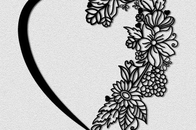 Σετ των 2 Intra απο ξύλο plywood 3mm-4mm πάχος – Ημέρα του Αγίου Βαλεντίνου Half Floral Heart 1398 Δίασταση  20x20 cm INTRAFABR-115513405