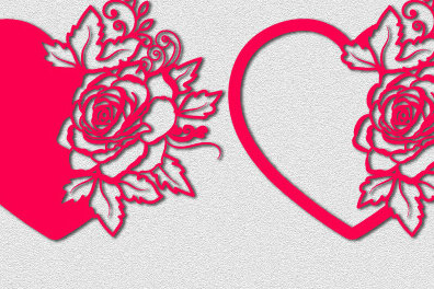 Σετ των 2 Intra απο ξύλο plywood 3mm-4mm πάχος – Ημι-λουλουδάτη καρδιά του Αγίου Βαλεντίνου 1406 Δίασταση  20x20 cm INTRAFABR-115636707