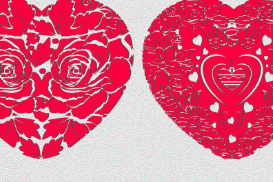 Σετ των 2 Intra απο ξύλο plywood 3mm-4mm πάχος – Ημι-λουλουδάτη καρδιά 1408 για την Ημέρα του Αγίου Βαλεντίνου Δίασταση  20x20 cm INTRAFABR-115639727