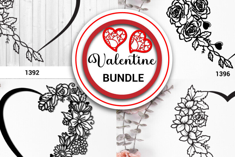 Σετ των 2 Intra απο ξύλο plywood 3mm-4mm πάχος – Ημι-λουλουδάτη καρδιά του Αγίου Βαλεντίνου 1412 Δίασταση  20x20 cm INTRAFABR-115672445