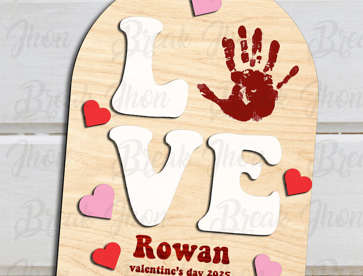 Σετ των 2 Intra απο ξύλο plywood 3mm-4mm πάχος – Ημέρα του Αγίου Βαλεντίνου Hand Print Δίασταση  20x20 cm INTRAFABR-114049528