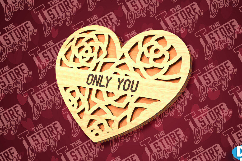 Σετ των 2 Intra απο ξύλο plywood 3mm-4mm πάχος – Σουβέρ καρδιών για την ημέρα του Αγίου Βαλεντίνου Δίασταση  20x20 cm INTRAFABR-89704771