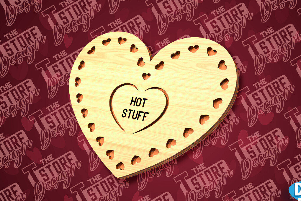 Σετ των 2 Intra απο ξύλο plywood 3mm-4mm πάχος – Σουβέρ καρδιών για την ημέρα του Αγίου Βαλεντίνου Δίασταση  20x20 cm INTRAFABR-89704796