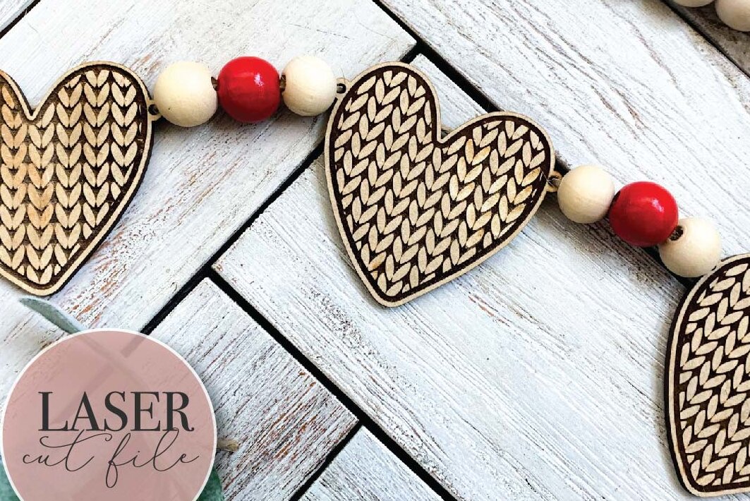 Σετ των 2 Intra απο ξύλο plywood 3mm-4mm πάχος – Ημέρα του Αγίου Βαλεντίνου Heart Garland Δίασταση  20x20 cm INTRAFABR-72643989