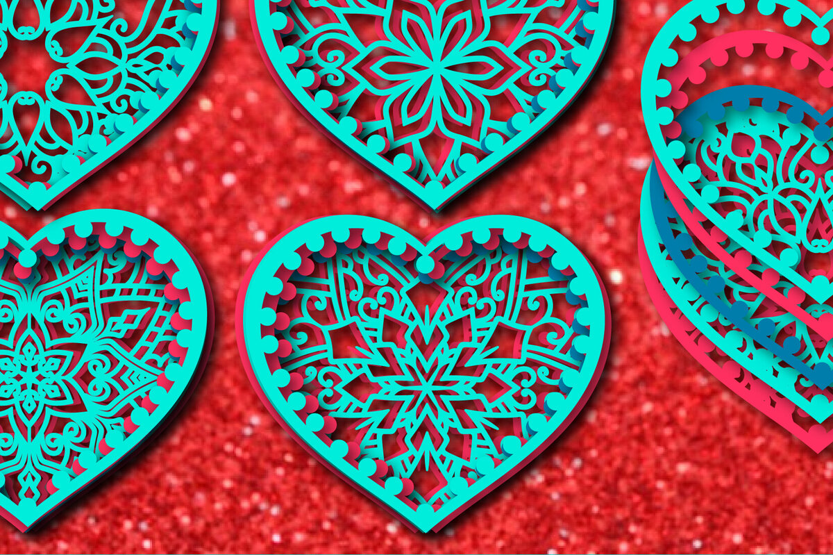 Σετ των 2 Intra απο ξύλο plywood 3mm-4mm πάχος – Κάρτα Mandala για την Ημέρα του Αγίου Βαλεντίνου871 Δίασταση  20x20 cm INTRAFABR-88819568