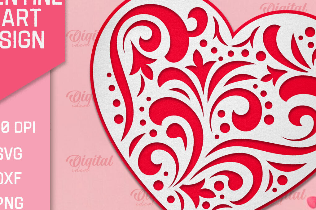 Σετ των 2 Intra απο ξύλο plywood 3mm-4mm πάχος – Ημέρα του Αγίου Βαλεντίνου Heart Paper Cut Δίασταση  20x20 cm INTRAFABR-88294324