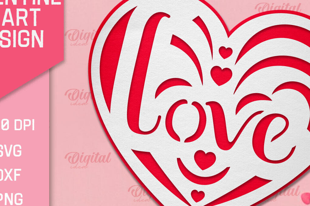 Σετ των 2 Intra απο ξύλο plywood 3mm-4mm πάχος – Ημέρα του Αγίου Βαλεντίνου Heart Paper Cut Δίασταση  20x20 cm INTRAFABR-88293781