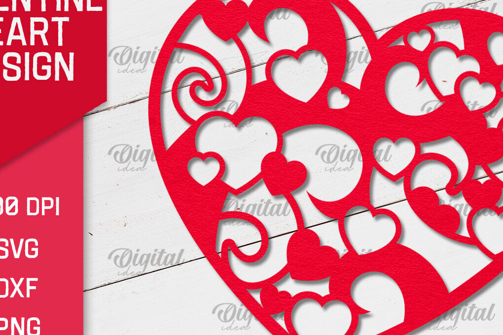 Σετ των 2 Intra απο ξύλο plywood 3mm-4mm πάχος – Ημέρα του Αγίου Βαλεντίνου Heart Paper Cut Δίασταση  20x20 cm INTRAFABR-88212082