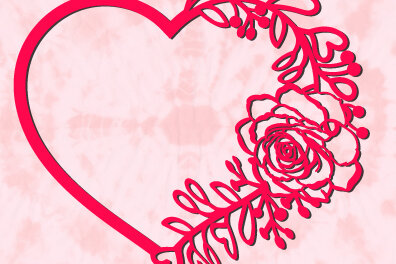 Σετ των 2 Intra απο ξύλο plywood 3mm-4mm πάχος – Κορνίζα για την ημέρα του Αγίου Βαλεντίνου Heart Rose1388 Δίασταση  20x20 cm INTRAFABR-115419348