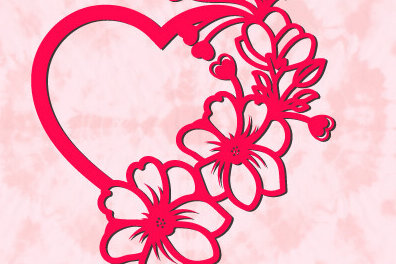 Σετ των 2 Intra απο ξύλο plywood 3mm-4mm πάχος – Κορνίζα για την ημέρα του Αγίου Βαλεντίνου Heart Rose1390 Δίασταση  20x20 cm INTRAFABR-115424270