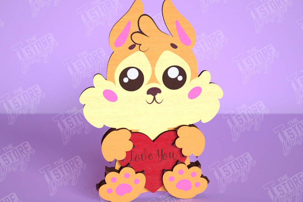 Σετ των 2 Intra απο ξύλο plywood 3mm-4mm πάχος – Ημέρα του Αγίου Βαλεντίνου Humster | Ρομαντικό δώρο Δίασταση  20x20 cm INTRAFABR-113528546