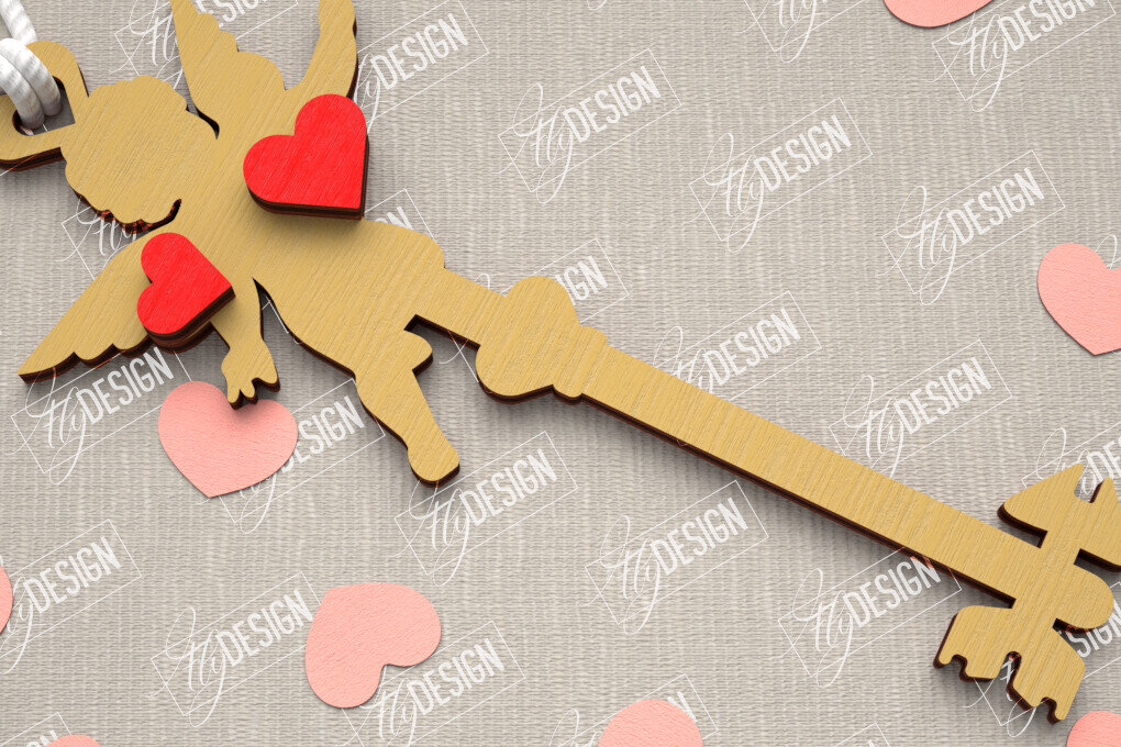 Σετ των 3 Intra απο ξύλο plywood 3mm-4mm πάχος – Κλειδί για την ημέρα του Αγίου Βαλεντίνου| Ιδέα δώρου |Μπρελόκ Δίασταση  5x5 cm INTRAFABR-109808034