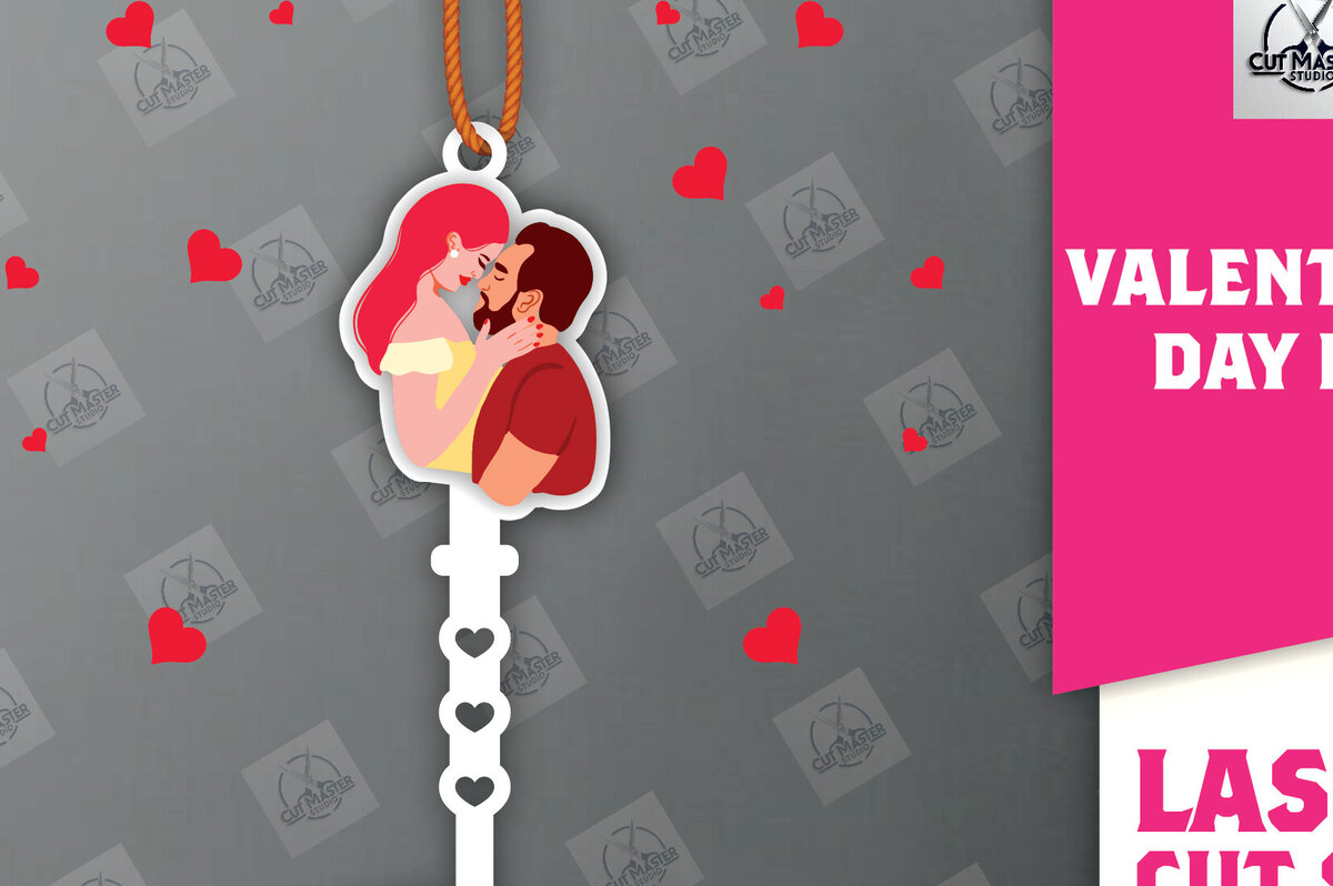 Σετ των 2 Intra απο ξύλο plywood 3mm-4mm πάχος – Ημέρα του Αγίου Βαλεντίνου Key Δίασταση  20x20 cm INTRAFABR-113133801