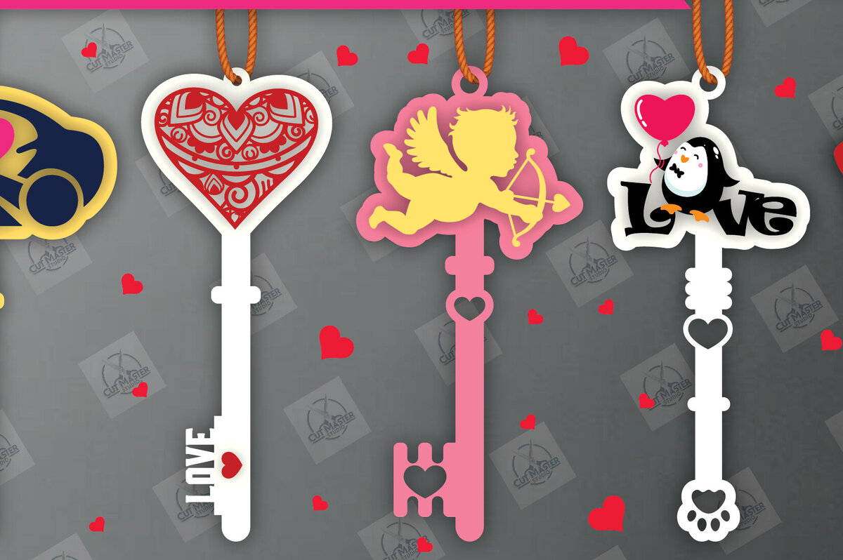 Σετ των 2 Intra απο ξύλο plywood 3mm-4mm πάχος – Πακέτο με κλειδί για την Ημέρα του Αγίου Βαλεντίνου Δίασταση  20x20 cm INTRAFABR-113133524