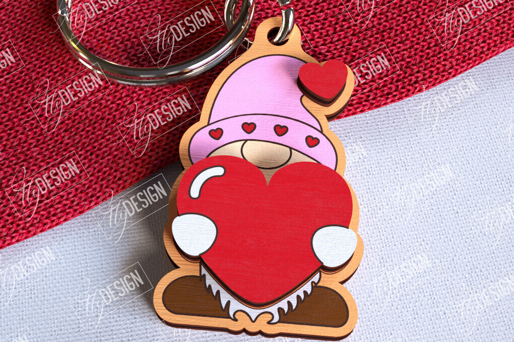 Σετ των 3 Intra απο ξύλο plywood 3mm-4mm πάχος – Μπρελόκ για την ημέρα του Αγίου Βαλεντίνου | Χαριτωμένο  Δίασταση  5x5 cm INTRAFABR-108905125