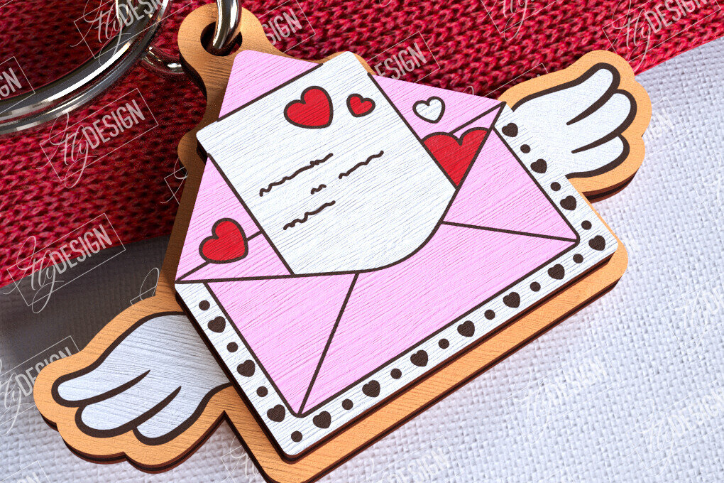 Σετ των 3 Intra απο ξύλο plywood 3mm-4mm πάχος – Μπρελόκ για την ημέρα του Αγίου Βαλεντίνου | Χαριτωμένο  Δίασταση  5x5 cm INTRAFABR-108905131