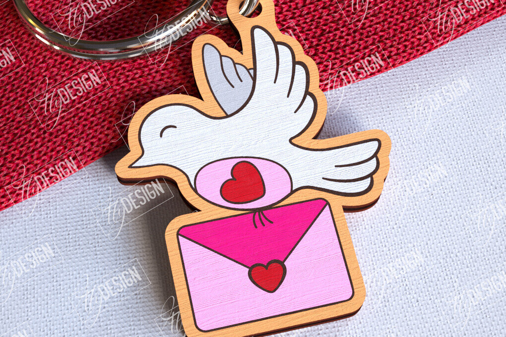 Σετ των 3 Intra απο ξύλο plywood 3mm-4mm πάχος – Μπρελόκ για την ημέρα του Αγίου Βαλεντίνου | Χαριτωμένο  Δίασταση  5x5 cm INTRAFABR-108905141