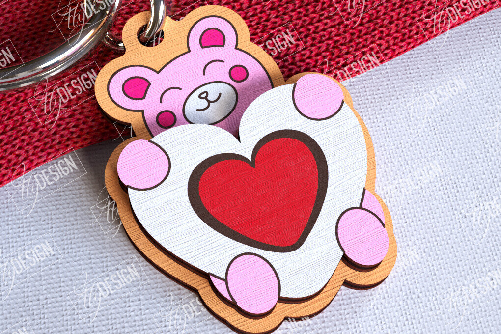 Σετ των 3 Intra απο ξύλο plywood 3mm-4mm πάχος – Μπρελόκ για την ημέρα του Αγίου Βαλεντίνου | Χαριτωμένο  Δίασταση  5x5 cm INTRAFABR-108905159